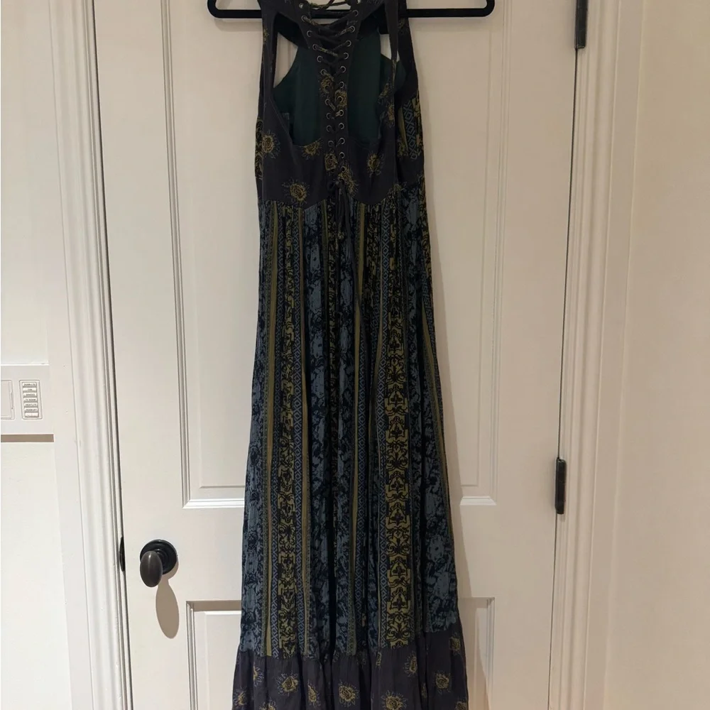 Free People Blue Maxi Sundress with Halter Neckline and Sleeveless Design - Picture 4 of 8